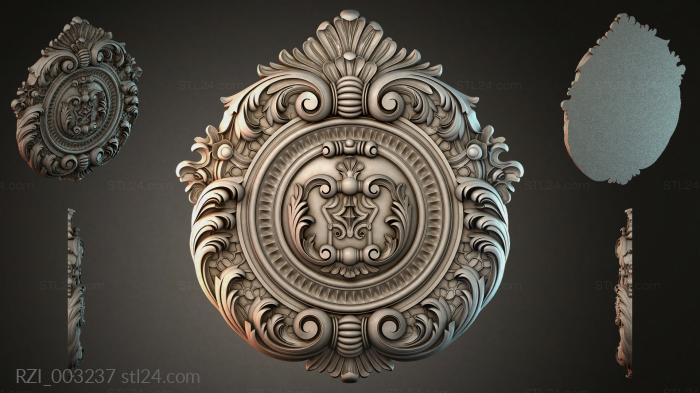 Round rosette with volutes and a central medallion 3d STL model