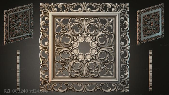 Panel with acanthus and symmetrical scrolls 3d STL model