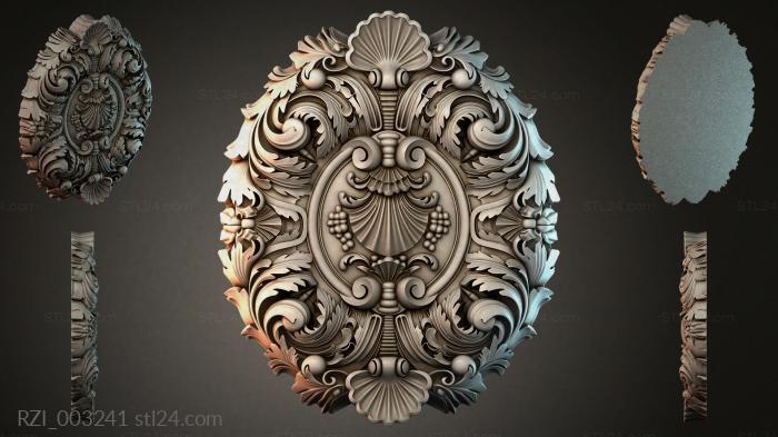 Cartouche with shell and twisted scrolls 3d STL model