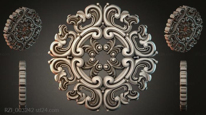 Baroque rosette with scrolls and spheres 3d STL model