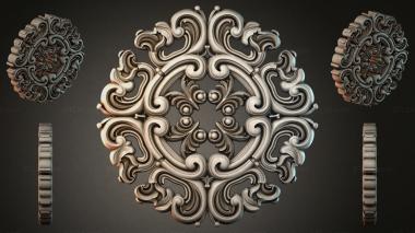 Round decor, rosettes Baroque rosette with scrolls and spheres 3d model