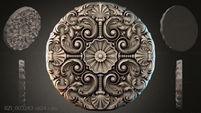 Round overlay with swirls and floral elements 3d STL model
