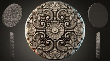 Round decor, rosettes Round overlay with swirls and floral elements 3d model