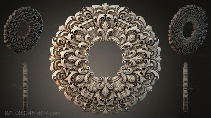 Square rosette with scrolls and acanthus 3d STL model
