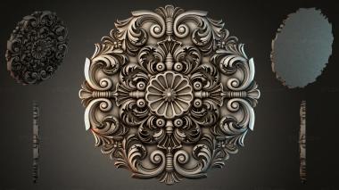 Round decor, rosettes Round carved rosette with acanthus and volutes 3d model