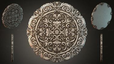 Round decor, rosettes Round panel with volutes and acanthus leaves 3d model