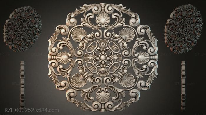 Carved cartouche with volutes and shells 3d STL model