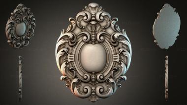 Round decor, rosettes Oval cartel with swirls and shell 3d model