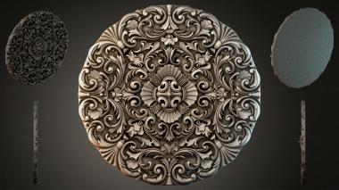Round decor, rosettes Round rosette with acanthus scrolls and a central shell 3d model