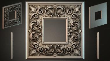 Round decor, rosettes Square molding with volutes and rosettes 3d model
