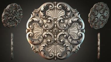 Round decor, rosettes Baroque ornament with volutes and shells 3d model