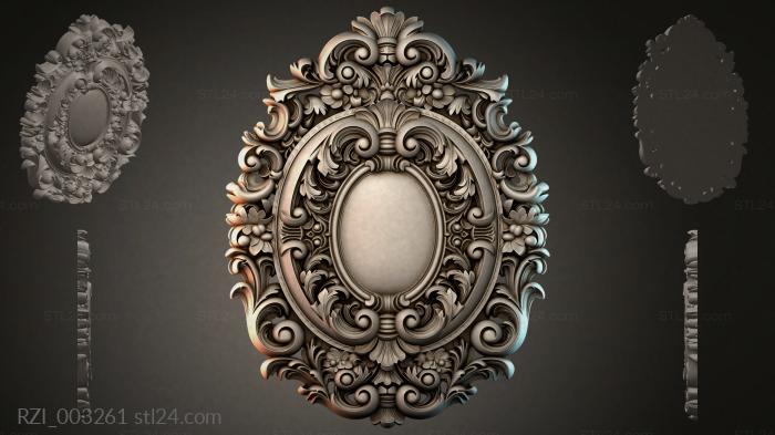 Oval carved frame with scrolls and leaves 3d STL model