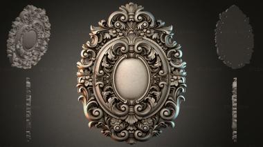 Round decor, rosettes Oval carved frame with scrolls and leaves 3d model