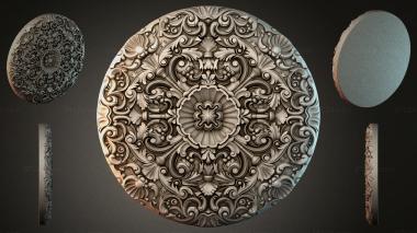 Round decor, rosettes Round panel with grape vines and leaves 3d model