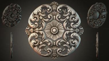 Round decor, rosettes Round rosette with acanthus leaves and a floral center 3d model