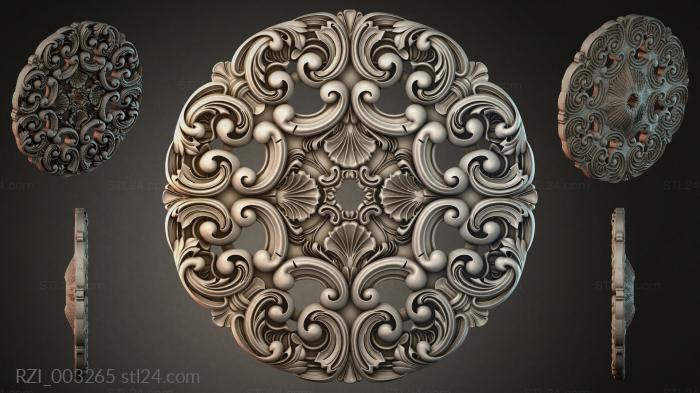 Round rosette with volutes and shells 3d STL model