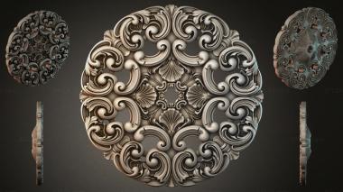 Round decor, rosettes Round rosette with volutes and shells 3d model