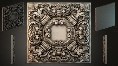 Round decor, rosettes Square panel with volutes and a round center 3d model