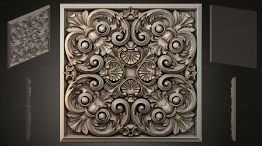 Round decor, rosettes Renaissance-style volute panel with sinks 3d model