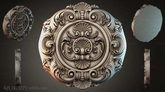 Round rosette with volutes and shells 3d STL model