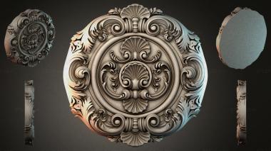 Round decor, rosettes Round rosette with volutes and shells 3d model