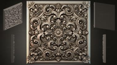 Round decor, rosettes Panel with S-shaped swirls and a central flower 3d model