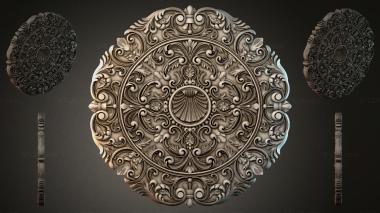 Round decor, rosettes Round rosette with swirls and shell 3d model