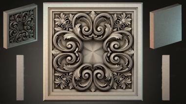 Round decor, rosettes Panel with acanthus scrolls and a central rosette 3d model