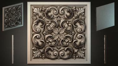 Round decor, rosettes Bas-relief panel with curling acanthus leaves 3d model