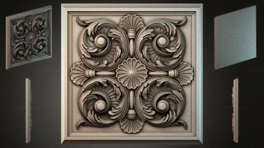 Round decor, rosettes Panel with swirls and shells in the classical style 3d model