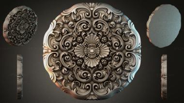 Round decor, rosettes Round medallion with climbing acanthus and a central shell 3d model