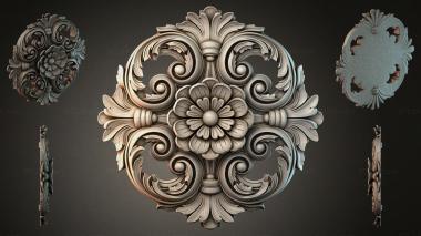 Round decor, rosettes Cartouche with volutes and a central flower 3d model