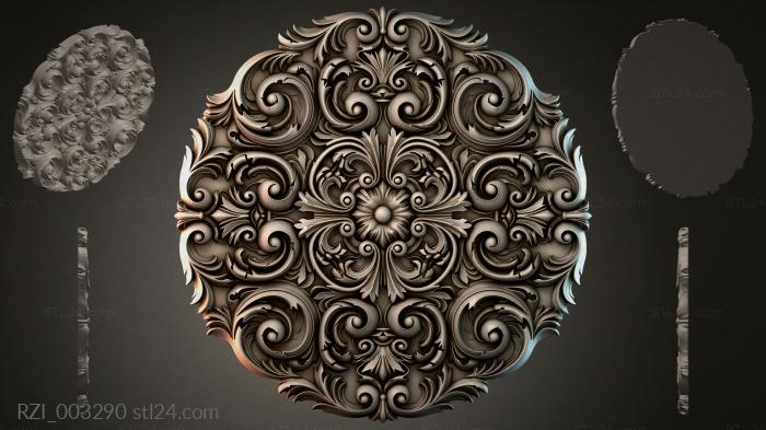 Round rosette with volutes and palmettes 3d STL model