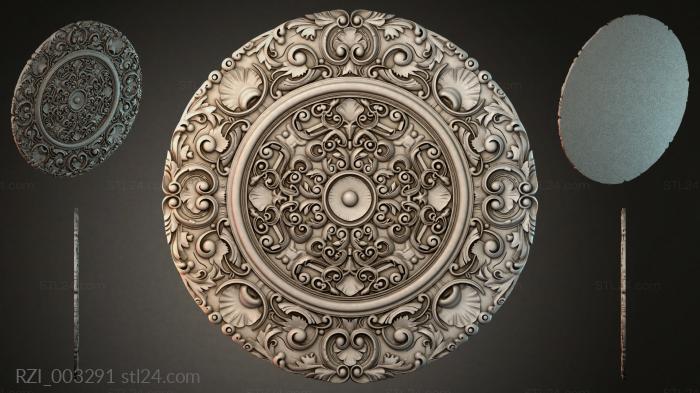 Round rosette with twisted spirals and shells 3d STL model