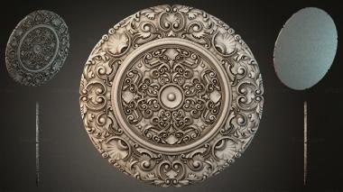 Round decor, rosettes Round rosette with twisted spirals and shells 3d model