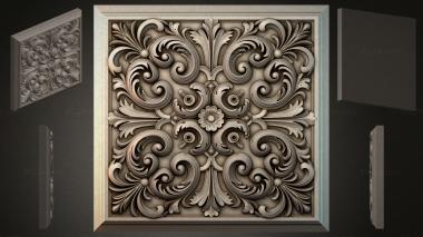 Round decor, rosettes Panel with swirls and a flower in the center 3d model