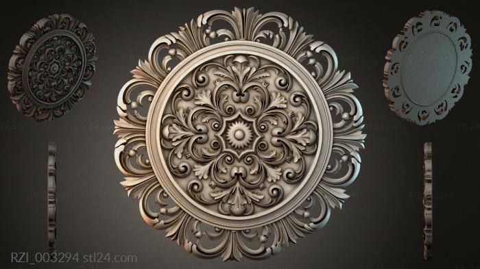Round rosette with acanthus and scrolls 3d STL model