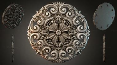 Round decor, rosettes Round medallion with volutes and a central flower 3d model