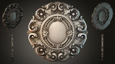 Round decor, rosettes Oval rosette with swirl acanthuses and central cartouche 3d model