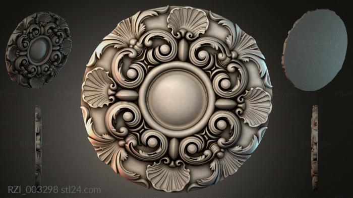 Round rosette with volutes and shells 3d STL model