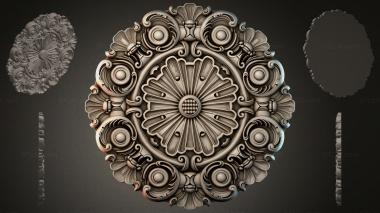Round decor, rosettes Square ceiling rose with volutes and a central medallion 3d model