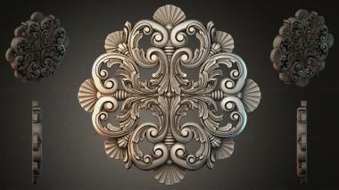Round decor, rosettes Carved ornament with curls and fan elements 3d model