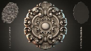 Round decor, rosettes Rosette with swirls and a central sphere 3d model