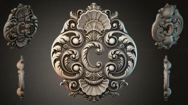 Round decor, rosettes Baroque rosette with spiral volutes and shell motifs 3d model
