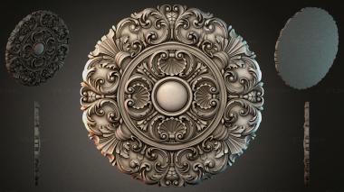 Round decor, rosettes Round rosette with swirls and a central sphere 3d model