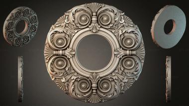 Round decor, rosettes Round rosette with concentric rosettes and fan-shaped ornaments 3d model