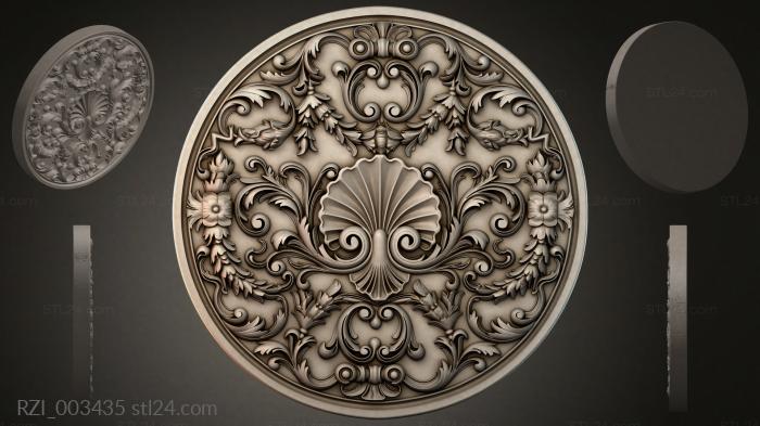 Round rosette with shell and acanthus 3d STL model