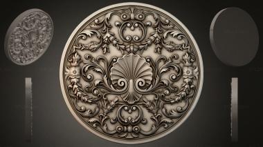Round decor, rosettes Round rosette with shell and acanthus 3d model