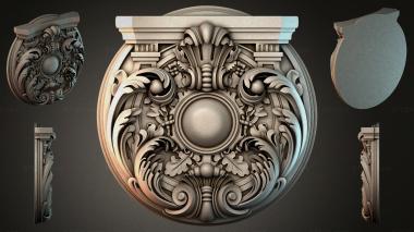 Round decor, rosettes Round rosette with a central sphere and acanthus leaves 3d model