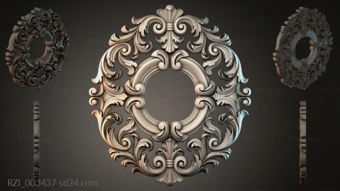 Baroque mirror frame with scrolls and palmettes 3d STL model